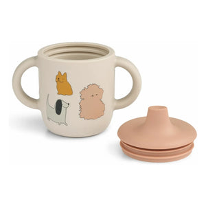Liewood - Neil Silicone Training Cup | Cats and Dogs / Beige