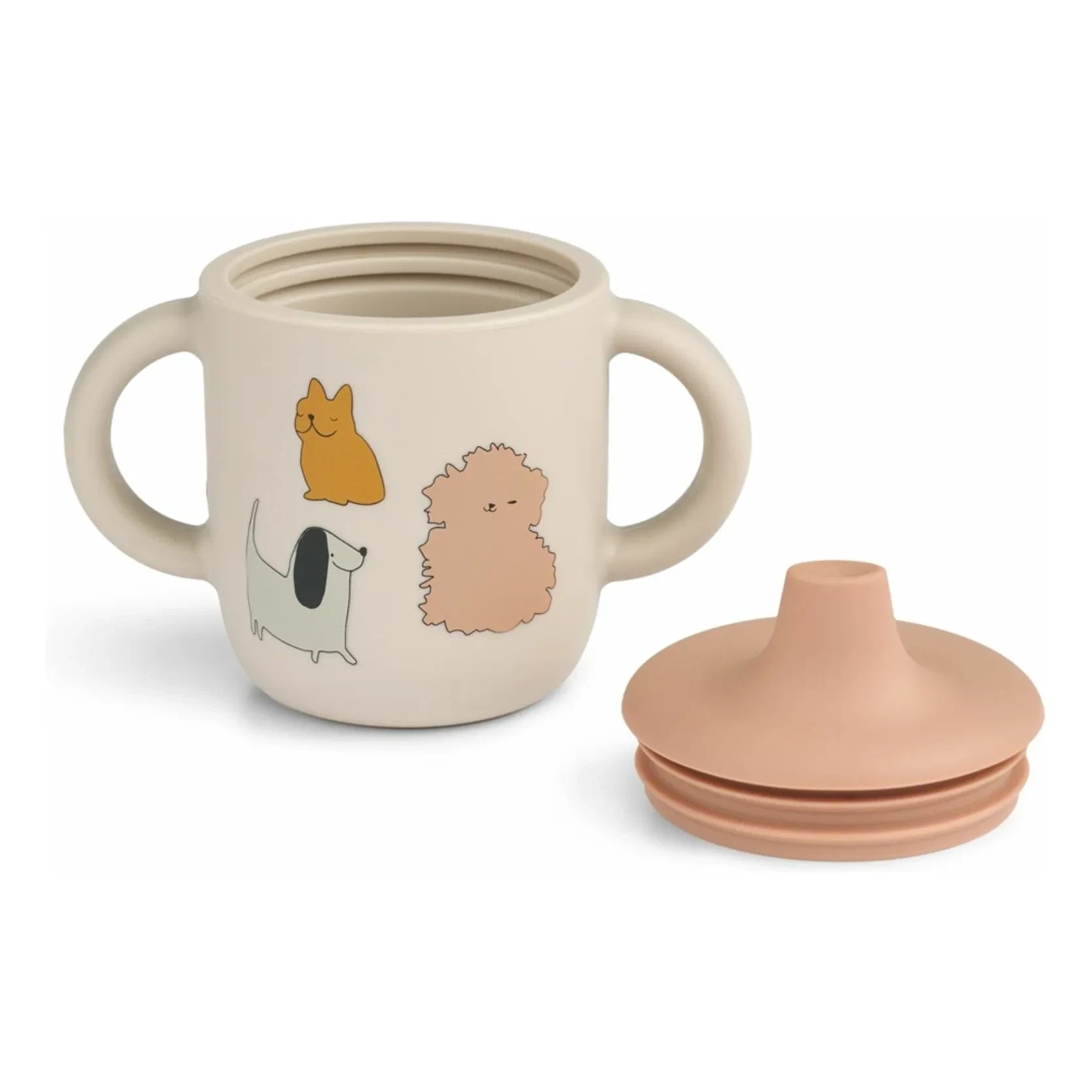 Liewood - Neil Silicone Training Cup | Cats and Dogs / Beige