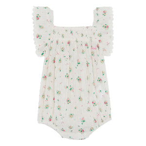 Bonton - Lalix Bouquets Gathered Romper | White