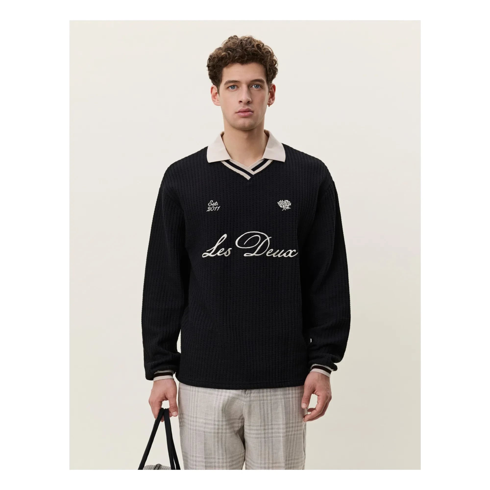 Les Deux - Polo Waffle Football | Black