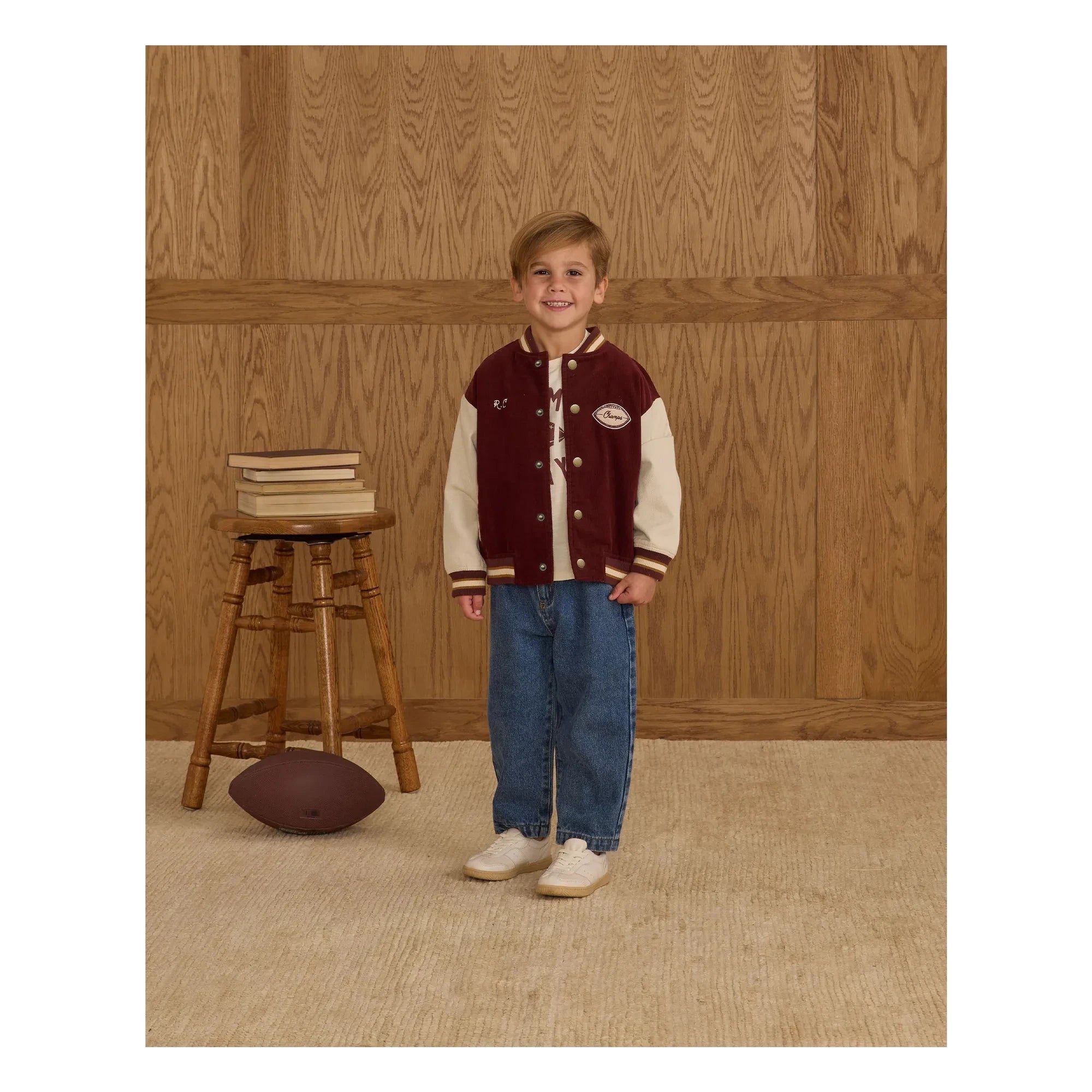 Rylee + Cru - Velvet Varsity Bomber Jacket | Burgundy
