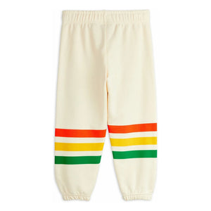Mini Rodini - Organic Cotton Striped Bear Joggers | Ecru