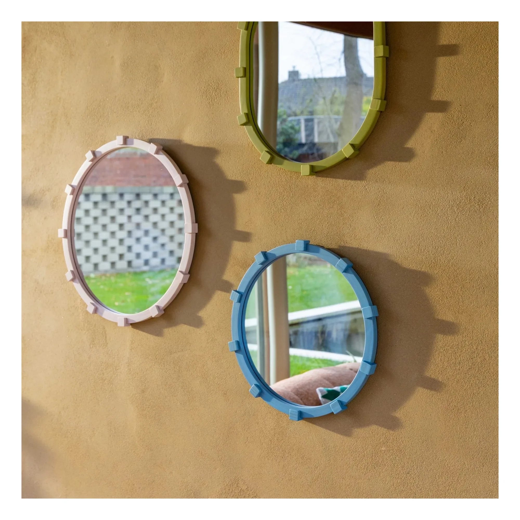 &Klevering - Chunk oval ayna | Yeşil