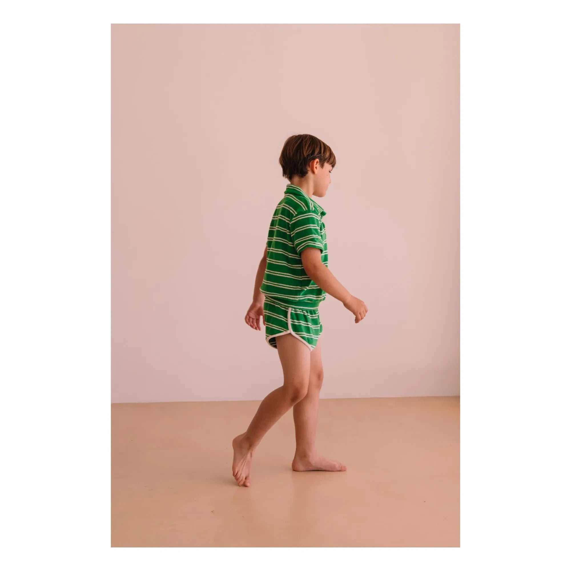We Are Kids - Juju Striped Organic Cotton Terry Shorts | Green