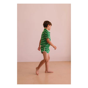 We Are Kids - Juju Striped Organic Cotton Terry Shorts | Green