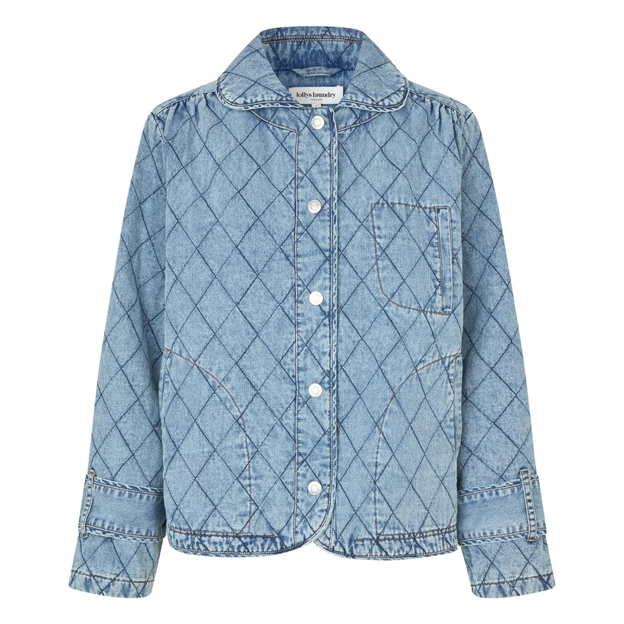 Lollys Laundry - Viola Quilted Cotton Jacket | Denim Blue