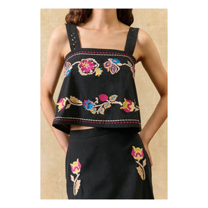 Louise Misha - Phaedra Organik Pamuk Top | Siyah