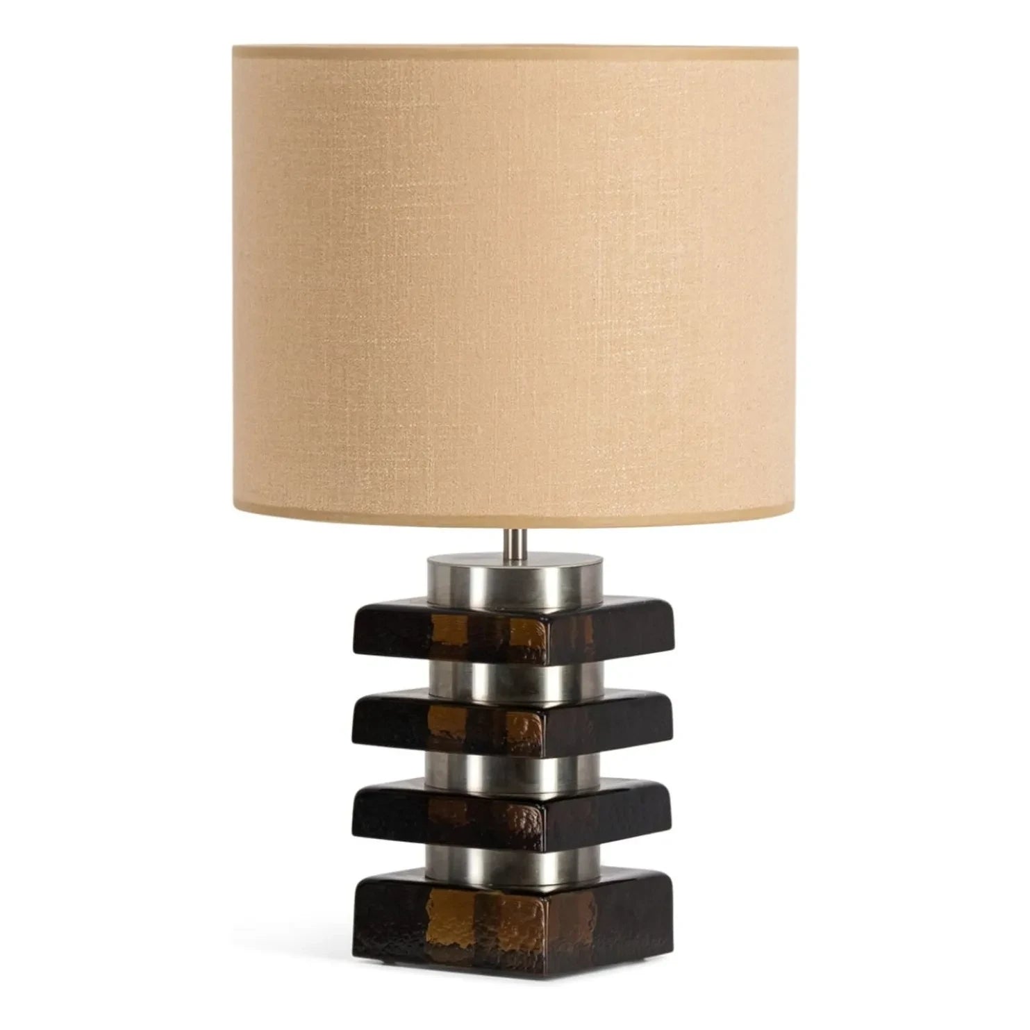 The Socialite Family - Glass and Textured Fabric Marta Table Lamp | Amber