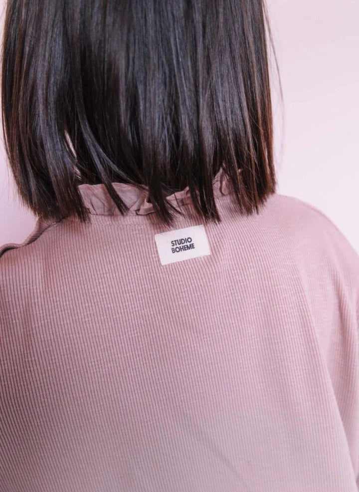 Studio Bohème - Collared Ruffled Organic Cotton T-Shirt | Rosewood