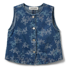 Sofie Schnoor - Carla Fleuri Denim Vest | Denim Blue