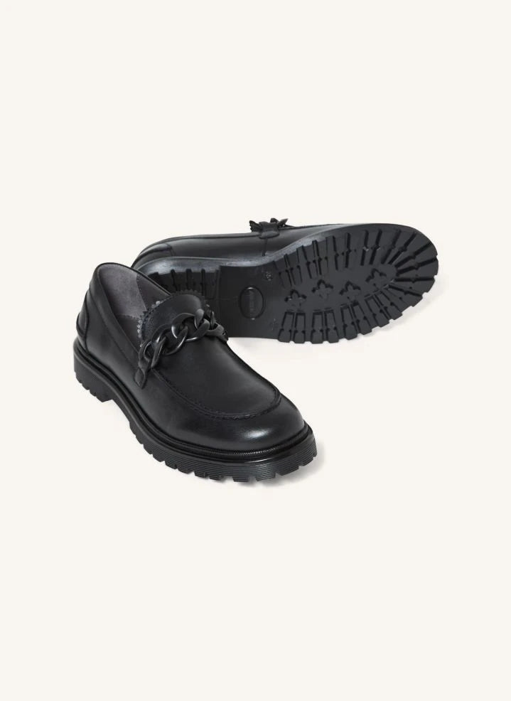 Angulus - Chain Buckle Loafer Moccasin | Black