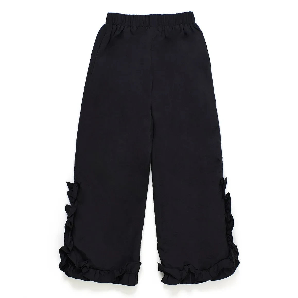 Maison Mangostan - Naylon Volanlı Pantolon | Siyah