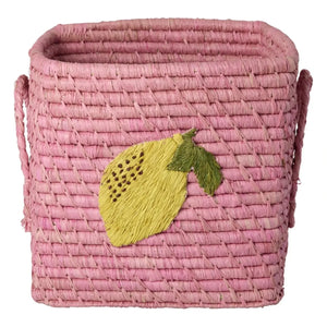 Rice - Lemon Straw Storage Basket | Pink