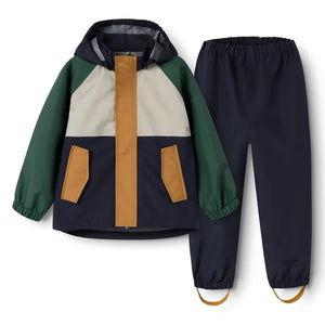 Liewood - Pedia Color-Blocked Recycled Fiber Rain Set | Dark green
