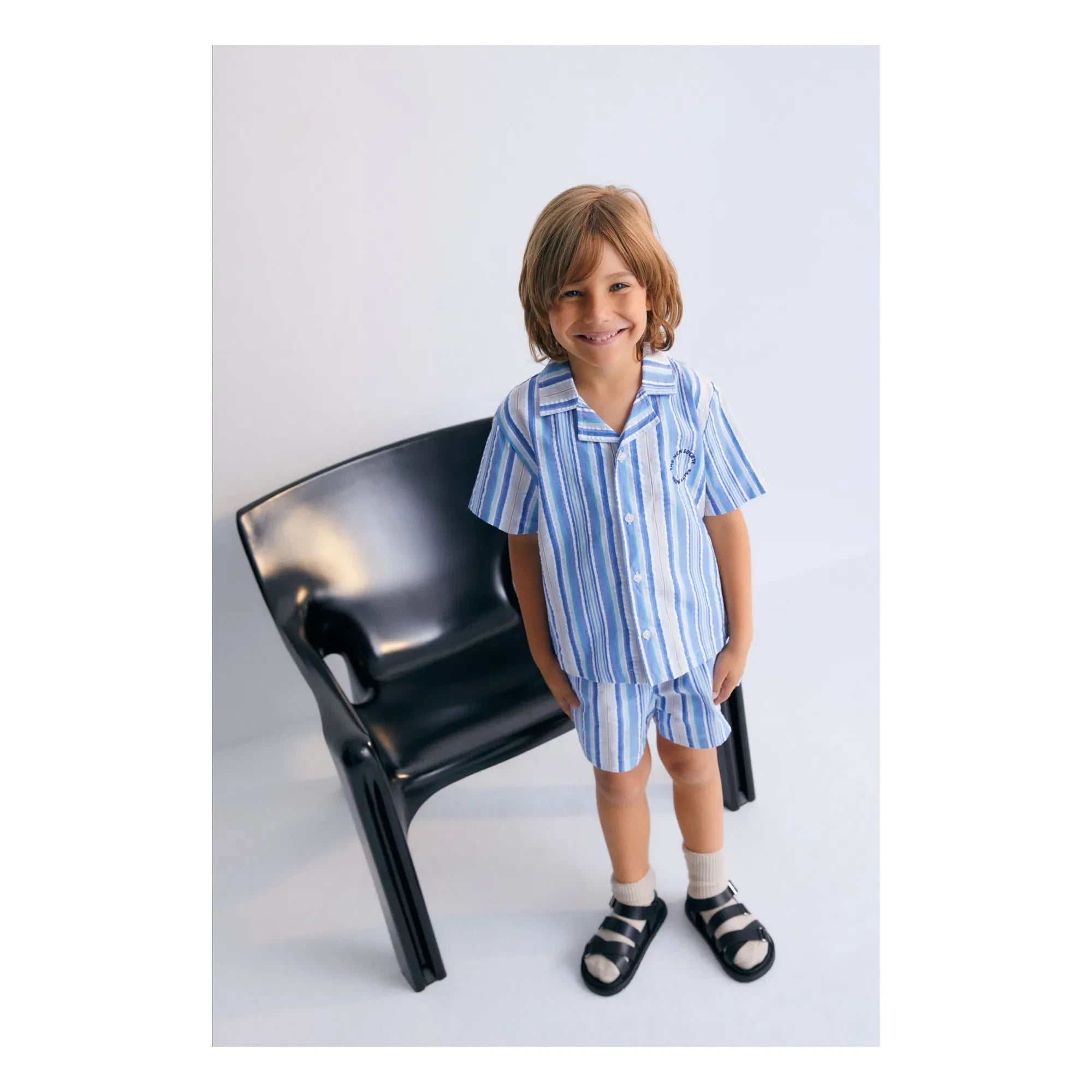 the new society - Tebas Striped Shirt | Light Blue