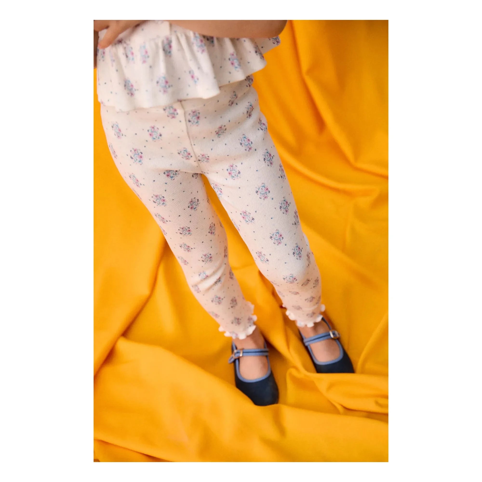 Louise Misha - Anandou Floral Pattern Ribbed Leggings | Cream