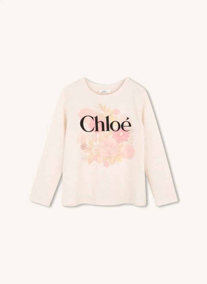 Chloé - Tişört Chiné Chloé Flowers Organik Pamuk | Ekru