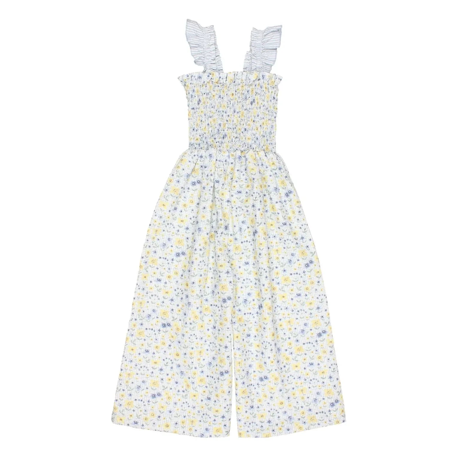 Búho - Seersucker floral print romper | Light blue