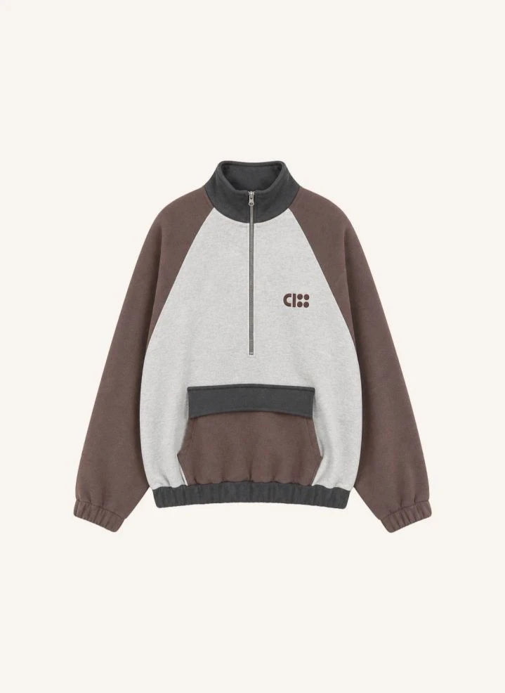 Cos I Said So - Organik Pamuk Logolu Fermuarlı Sweatshirt | Kahverengi