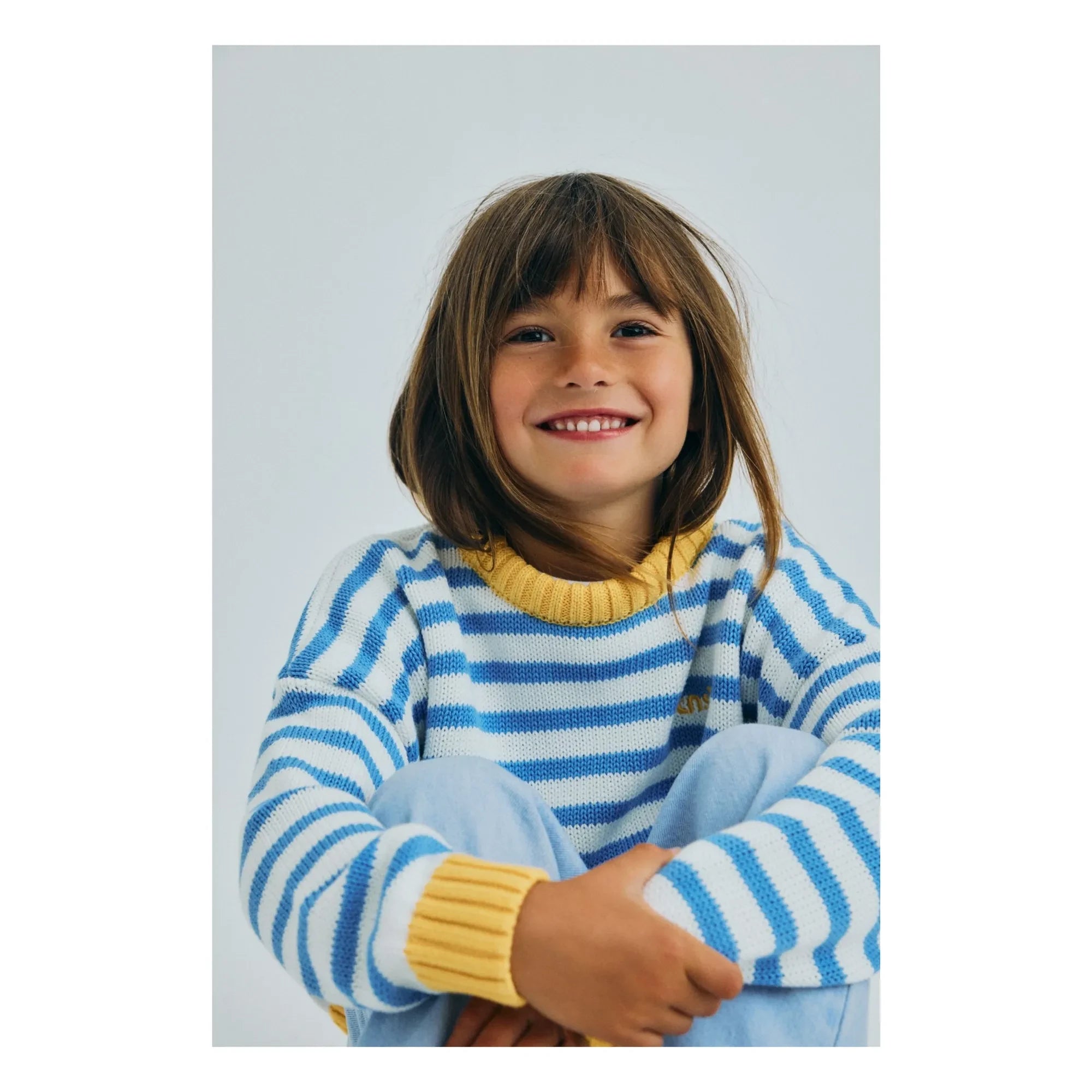 the new society - Striped Marigold Sweater | Light Blue