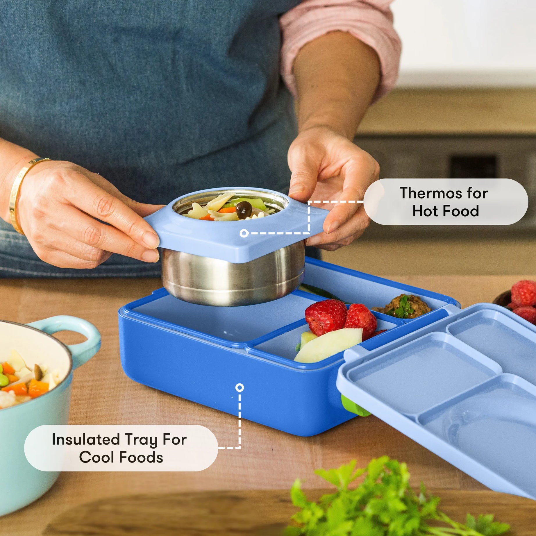 Omiebox - Thermal Insulated Sea Blue Bento Lunch Box