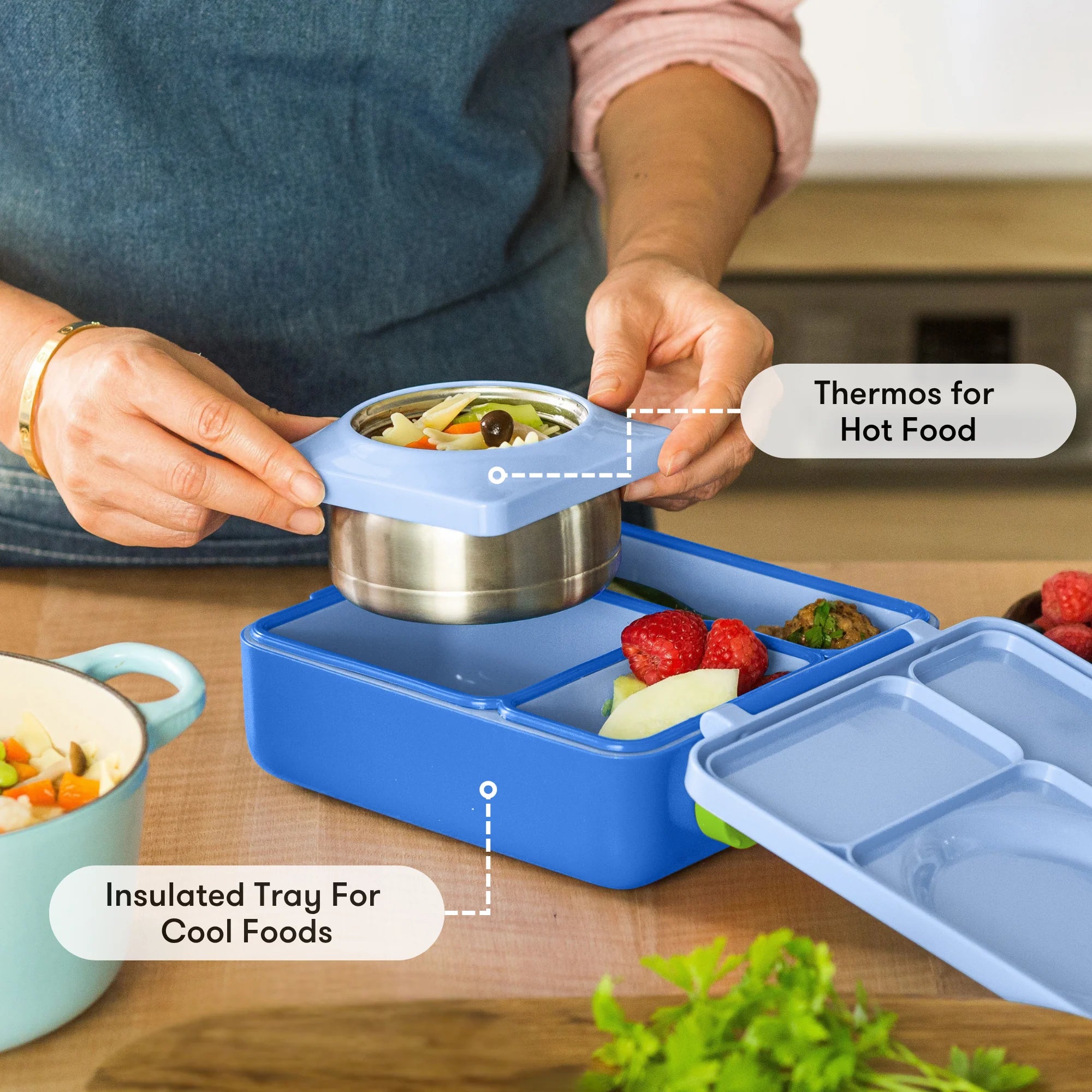 Omiebox - Thermal Insulated Sea Blue Bento Lunch Box