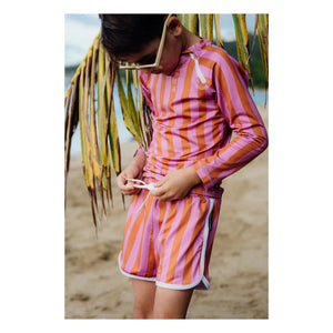 Beach & Bandits - Aloha Çizgili Trunk UV Korumalı Yüzme Şortu Geri Dönüştürülmüş Lifler | Pembe