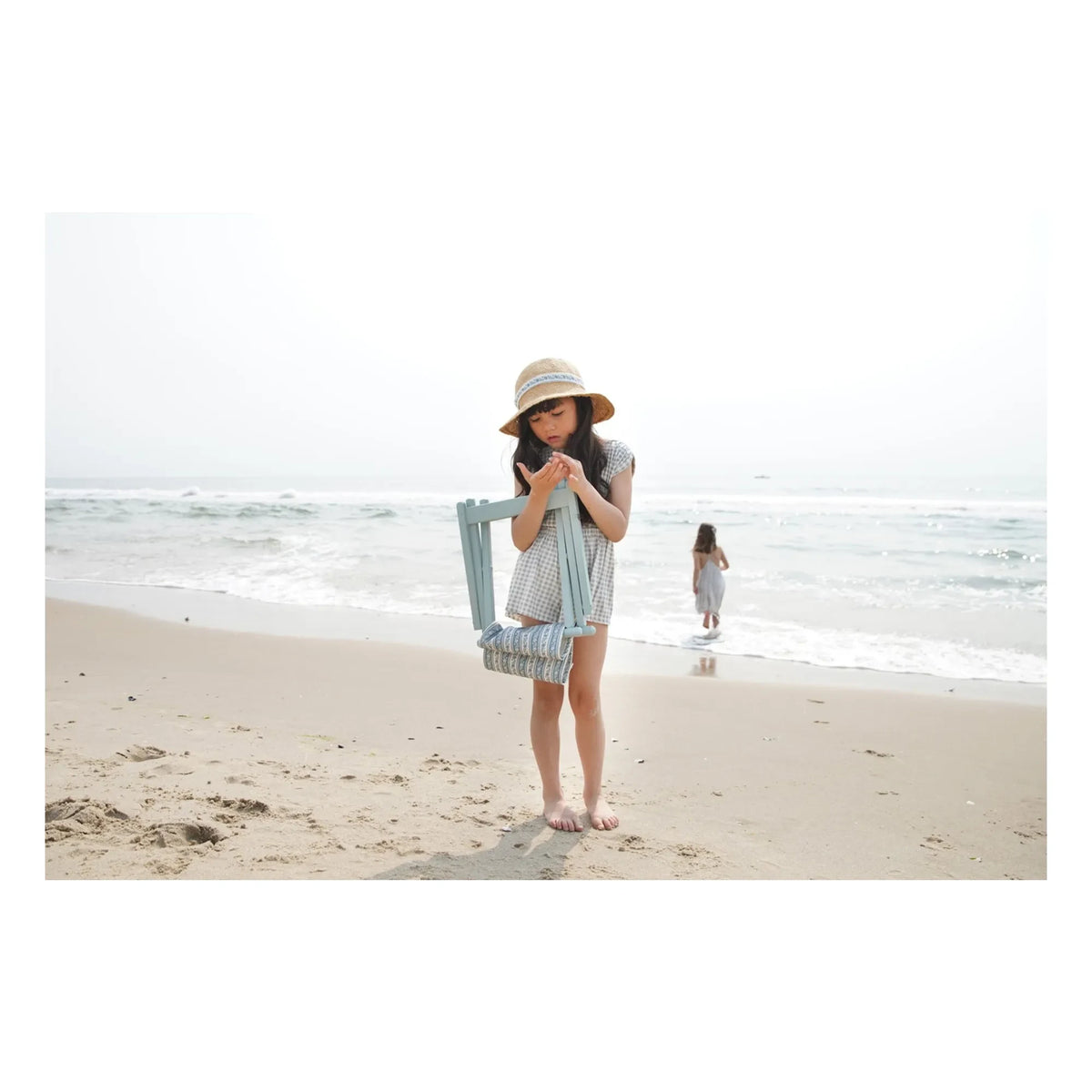 Soor Ploom - Sundae Gingham Organic Cotton Drawstring T-Shirt | Ice Blue