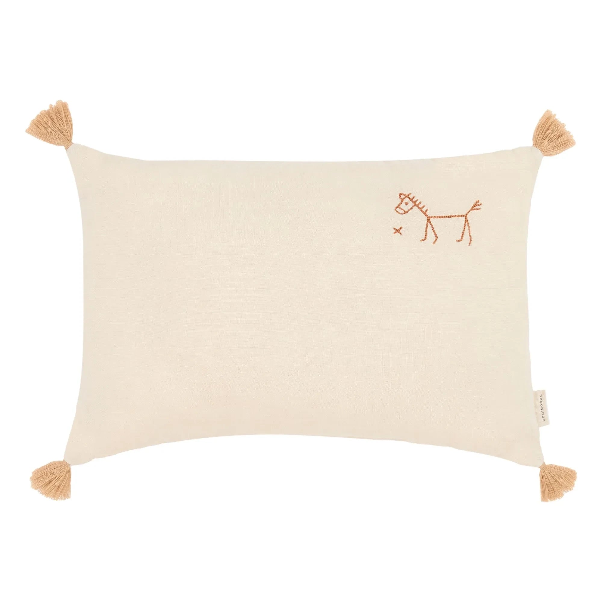 Nobodinoz - Fringed Cushion - Lin Français | Cinnamon