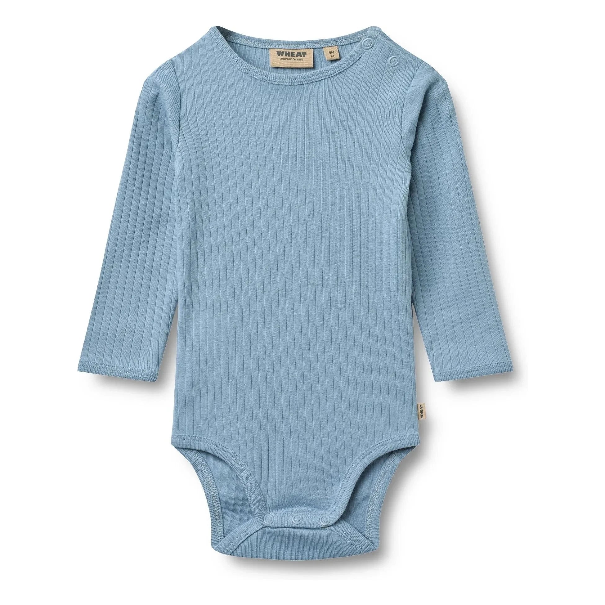 Wheat - Berti Organic Cotton Ribbed Bodysuit | Light Blue