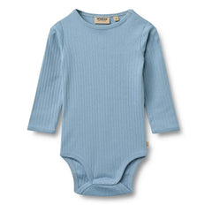 Wheat - Berti Organic Cotton Ribbed Bodysuit | Light Blue