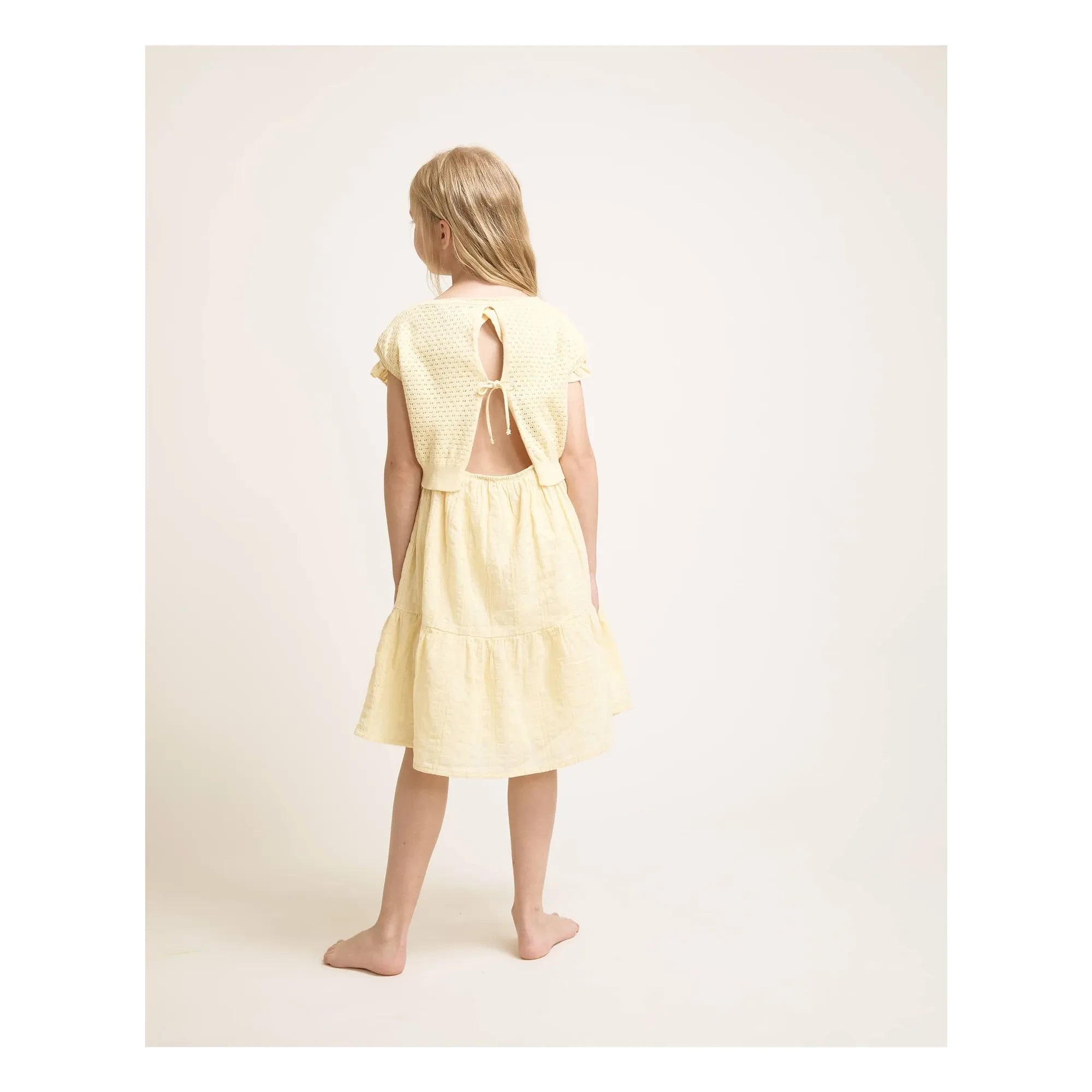 Búho - Lurex Cotton Open-Back Dress | Yellow