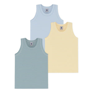 Petit Bateau - Pack of 3 Milleraies Striped Tank Tops | Blue