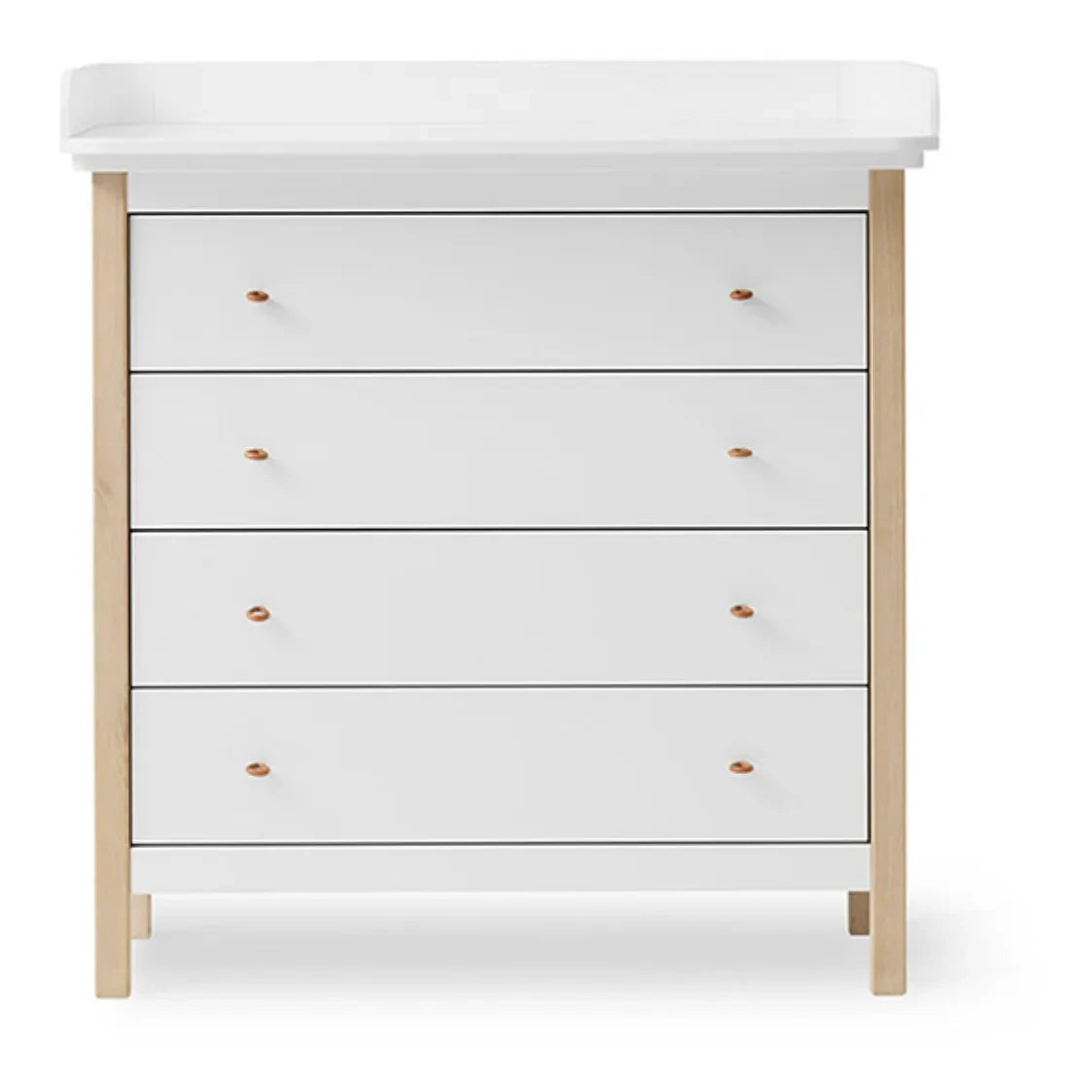 Oliver Furniture - Ahşap Meşe Alt Değiştirme Masası ve Şifonyer | Beyaz