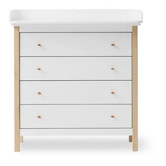 Oliver Furniture - Ahşap Meşe Alt Değiştirme Masası ve Şifonyer | Beyaz