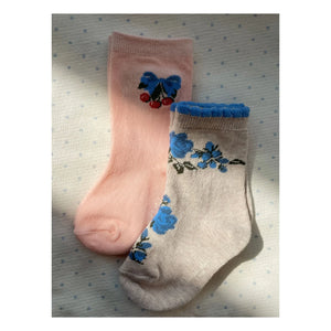 Konges Sløjd - 2 Pairs of Floral Patterned Socks Set | Pink