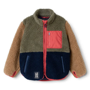 Liewood - Nolan Color-Block Sherpa-Style Jacket Made from Recycled Fibers | Khaki