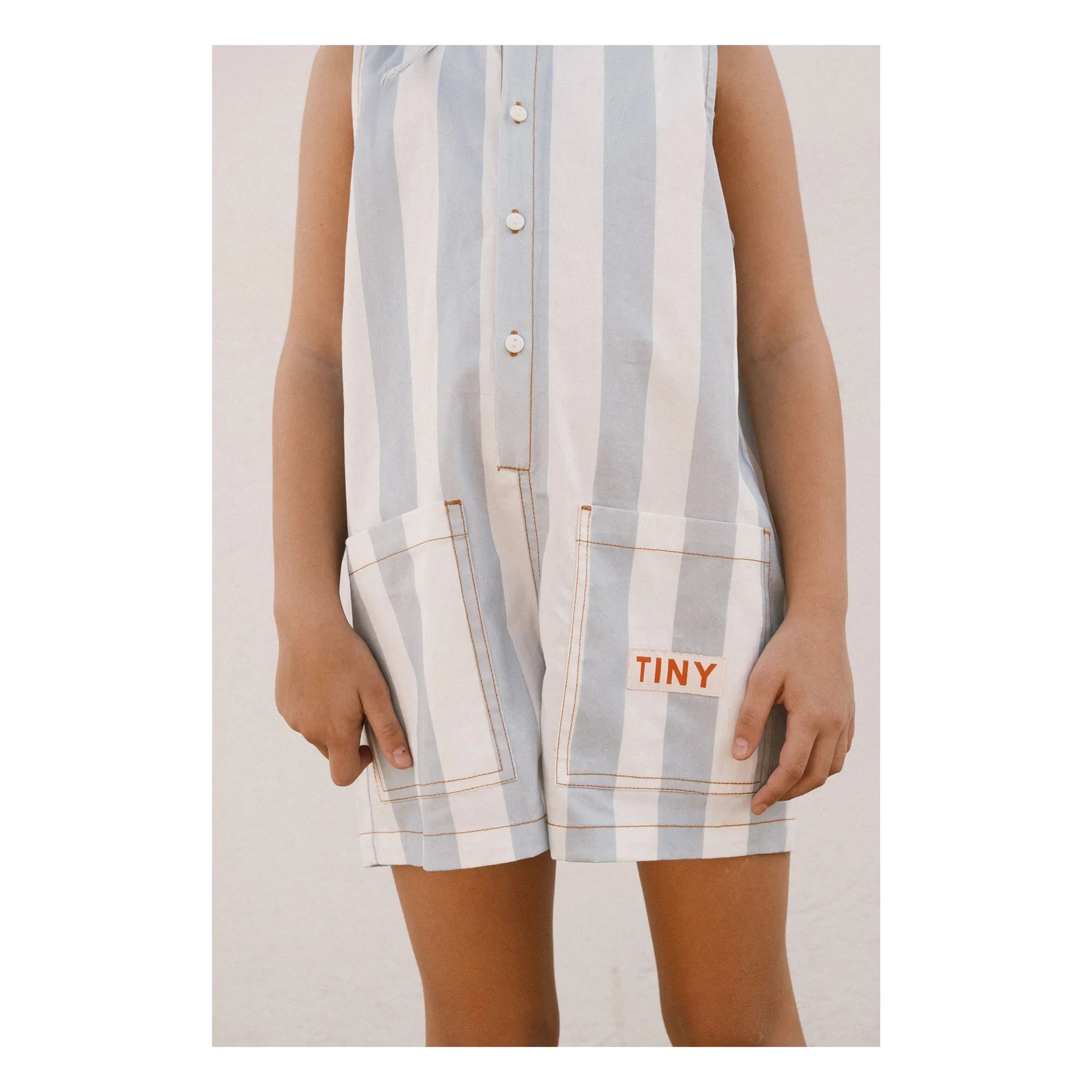Tinycottons - Blue Thin Striped Twill Romper