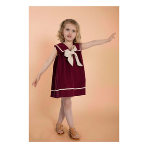 Loir - Gabriella Linen Bow Dress | Burgundy