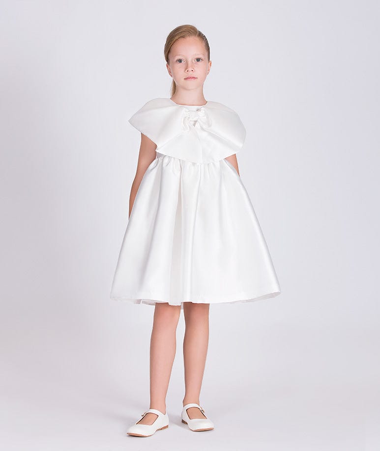 Mama Luma Girls Flared Special Occasion Dress With Bolero in White