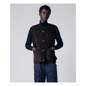Taion - Sleeveless V-Neck Buttoned Vest | Brown
