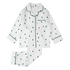 Petit Lem - Poplin Pine Pajamas Recycled Fiber | White