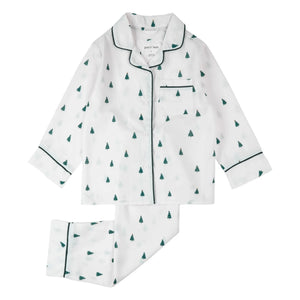 Petit Lem - Poplin Pine Pajamas Recycled Fiber | White