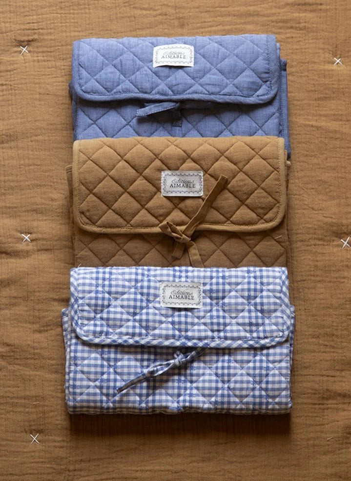 Editions Aimable - Marcel nomad bed | Blue Vichy Cotton