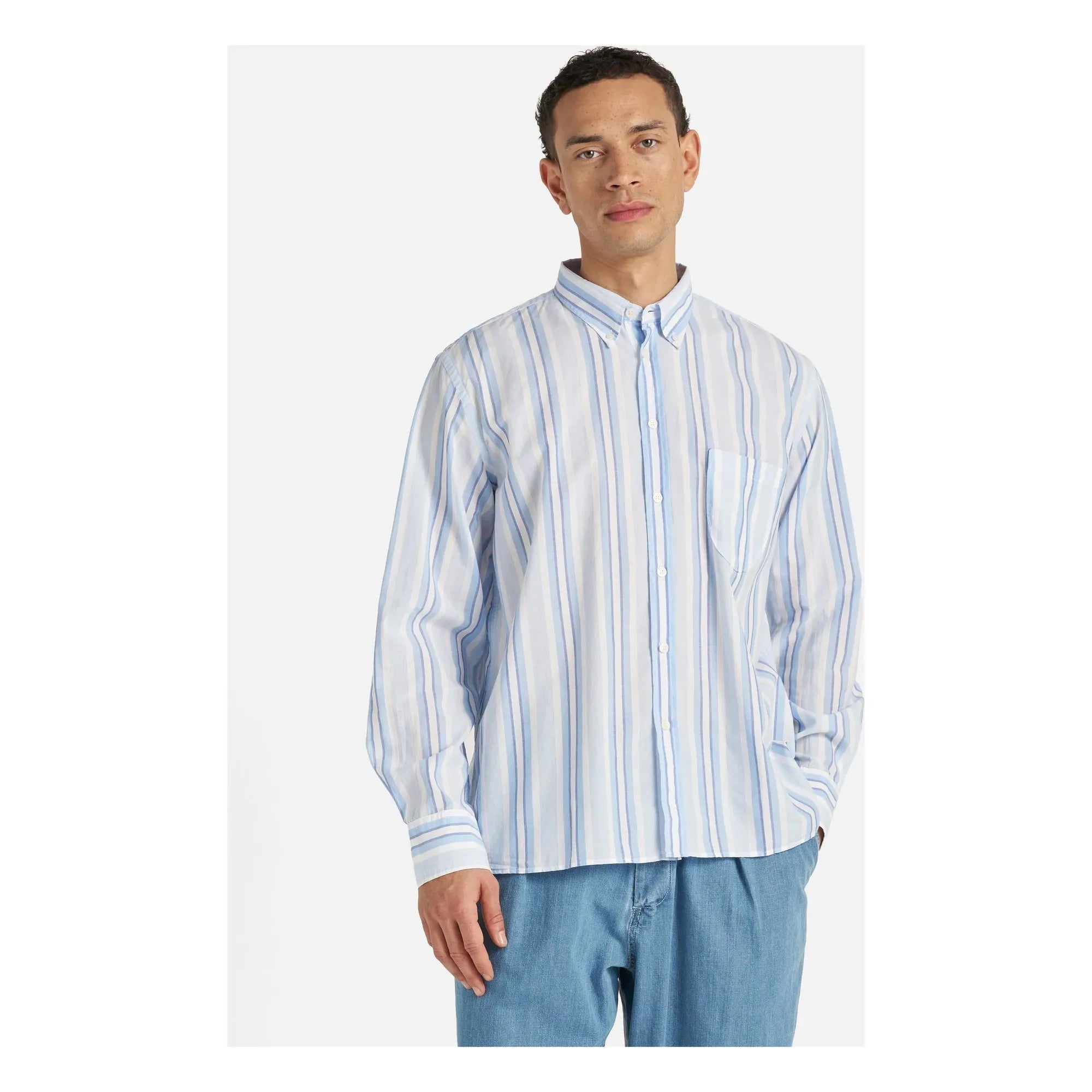 Universal Works - Lazy Day Shirt Striped | Blue