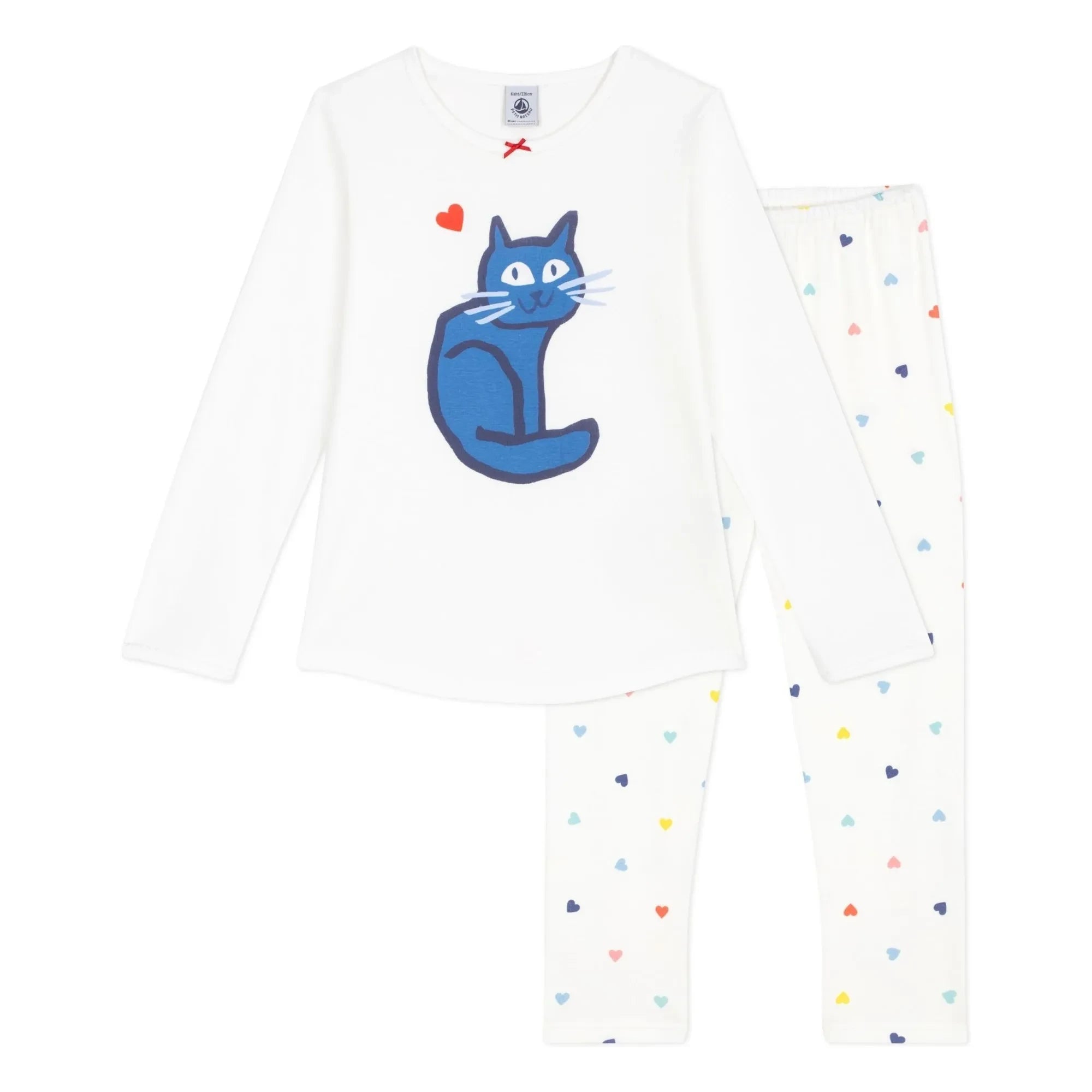 Petit Bateau - Organic Cotton Cat Pajamas | White
