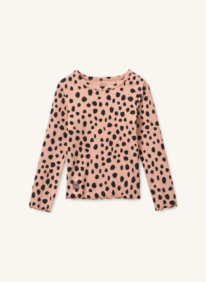 Liewood - Nieve Leopard Organic Cotton Ribbed T-Shirt | Light Pink