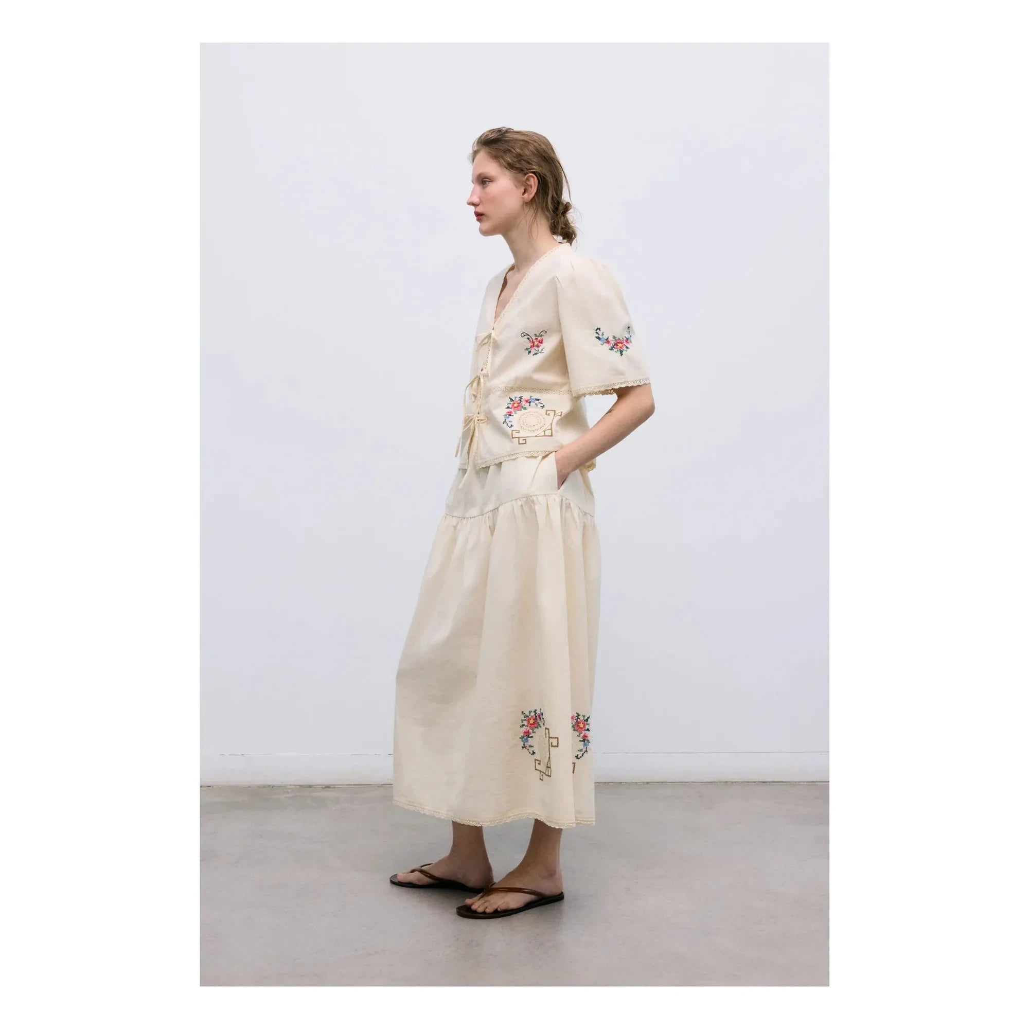 the new society - Narcise Cotton Skirt | Ecru