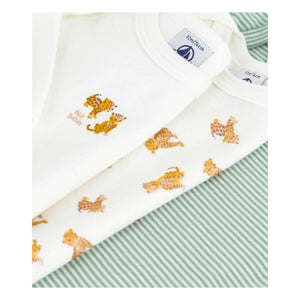 Petit Bateau - 3’lü Organik Pamuklu Çita Body Seti | Beyaz
