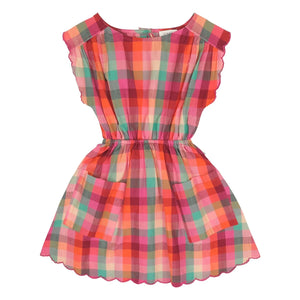 Jenest - Kiki Dress, Organic Cotton Checkered | Fuchsia
